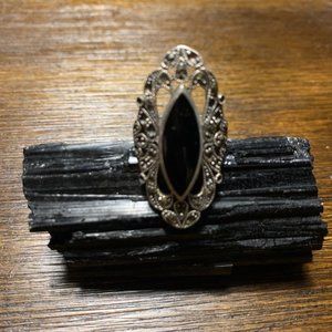 Sterling Silver Onyx and Hematite Ring